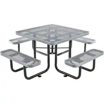 Walmart Global Industrial 46 Expanded Metal Square Picnic Table, Gray offer