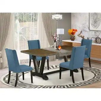 Walmart 5 Piece V-Style Awesome Kitchen Table Set - Mineral Blue, Distressed Jacobean & Wire Brushed Black offer