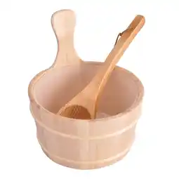 Walmart OUNONA 1Set Sauna Room Bucket Scoop Wooden Barrel Spoon Practical Sauna Accessory offer