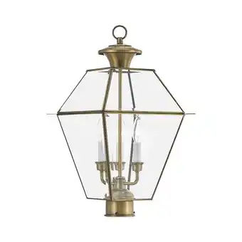 Walmart Livex Lighting - Westover - 3 Light Outdoor Post Top Lantern in Farmhouse Style offer