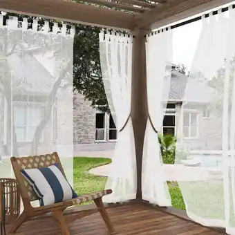 Walmart No. 918 96 x 50 White Solid Print Outdoor Curtain With Tab Top offer