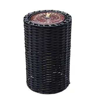 Walmart Sunnydaze Cylinder Wicker Design Outdoor Water Fountain with Lights offer