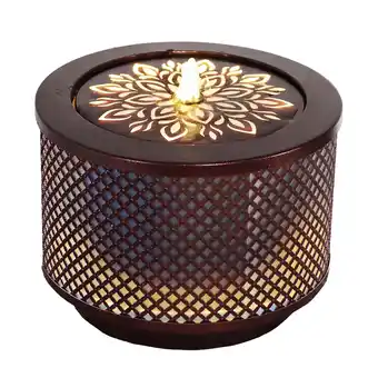 Walmart Sunnydaze Repeating Diamonds Cylinder Metal Outdoor Water Fountain with Lights offer