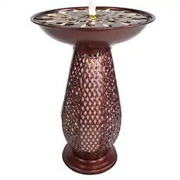 Walmart Sunnydaze Metal Crosshatch Outdoor Bird Bath Fountain with Lights offer