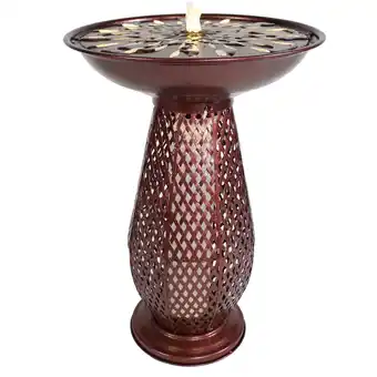 Walmart Sunnydaze Metal Crosshatch Outdoor Bird Bath Fountain with Lights offer