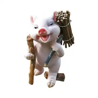 Walmart Pig Figurine Small Sculpture Garden Statue Gardening Decoration Outside Yard Firewood 9.5x5.5cm offer