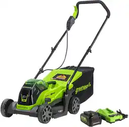 Walmart Greenworks 24V 13 Battery Powered Push Walk-Behind Mower, 4Ah USB Battery and Charger Included offer