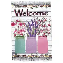 Walmart Magnolia Gardens M070113 30 x 44 in. Print Welcome Jars of Flowers Polyester Garden Flag - Large offer