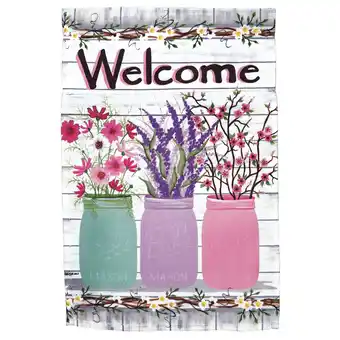 Walmart Magnolia Gardens M070113 30 x 44 in. Print Welcome Jars of Flowers Polyester Garden Flag - Large offer