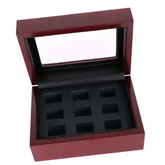 Walmart EHJRE Red Wooden Case Chip Small Thing Storage Box Championship Holder - 9 holes offer