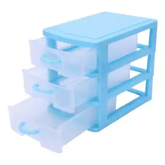 Walmart Mini translucent Drawer type plastic Storage BoxBlue 3 Layers offer