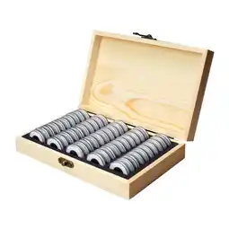 Walmart 1pc Wood Storage Box with Round Capsules Commemorative Cabinet Holder Display Dollar Wooden Box offer