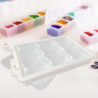 Walmart fenteer Bead Organizer Box Rectangle Grids Box for Nail Decoration Small Items Rings 9 Grids offer