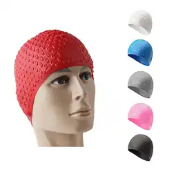 Walmart Aqyh Swimming Cap for Long Hair - Unisex Waterproof Silicone Large Ergonomic Swimming Hat for Adults offer