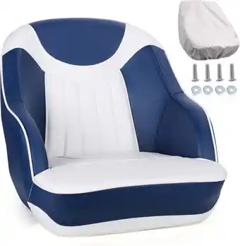 Walmart NORTHCAPTAIN Pontoon Boat Seat Captain Bucket Seat with Boat Seat Cover,White/Navy Blue offer