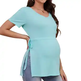 Walmart Bearsland Women's Maternity Shirt Casual Tops Side Split Pullovers Pregnancy Clothes offer