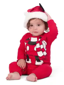 Walmart Mickey Mouse Christmas Baby Unisex Coveralls and Hat Set, 2-Piece, Sizes 0/3M-2T offer