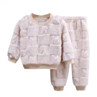 Walmart Toddler Girls Sets Two Piece Fleece Pajamas Jacquard Homewear Fuzzy Warm Baby Clothes for Girls offer