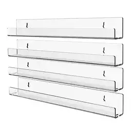 Walmart 4Pcs Acrylic Clear Floating Bookshelf, Organizer Record Rack offer