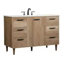 Walmart Elegant Decor Baldwin 48 Wood Single Bathroom Vanity in Natural Oak offer