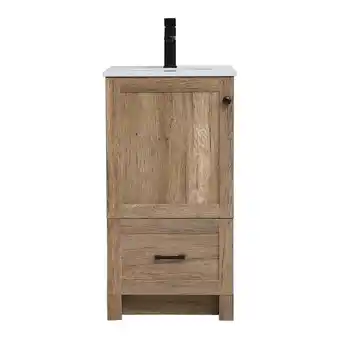 Walmart Elegant Decor Soma 18 Steel MDF Stone Single Bathroom Vanity in Natural Oak offer