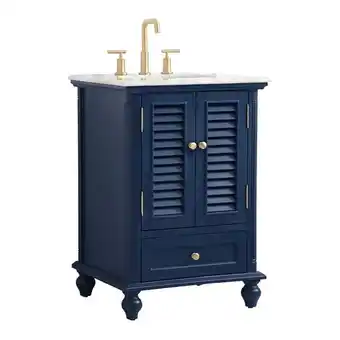 Walmart Elegant Decor Rhodes 24 Coastal Solid Wood Single Bathroom Vanity in Blue offer