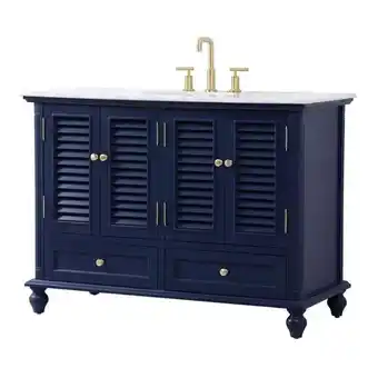 Walmart Elegant Decor Rhodes 48 Coastal Solid Wood Single Bathroom Vanity in Blue offer