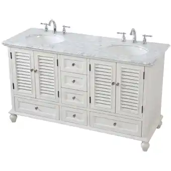 Walmart Elegant Decor Rhodes 60 Double Marble Top Bathroom Vanity in Antique White offer