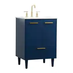 Walmart Elegant Decor Baldwin 24 Solid Wood and MDF Bathroom Vanity in Blue offer