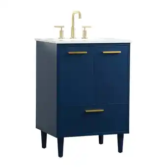 Walmart Elegant Decor Baldwin 24 Solid Wood and MDF Bathroom Vanity in Blue offer