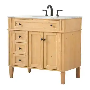 Walmart Elegant Decor Park Avenue 36 Aluminum MDF Single Bathroom Vanity - Natural Wood offer