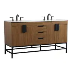 Walmart Elegant Decor Eugene 60 Aluminum Alloy Iron Double Bathroom Vanity in Walnut offer