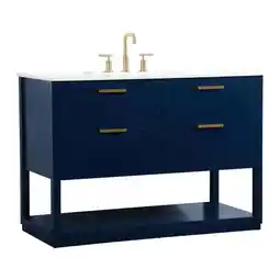 Walmart Elegant Decor Larkin 48 Solid Wood MDF Single Bathroom Vanity in Blue offer