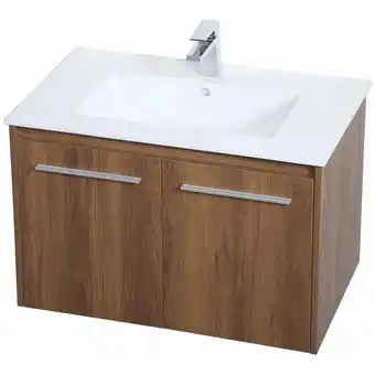 Walmart Elegant Decor Rasina 30 Single Porcelain Top Floating Bathroom Vanity in Walnut offer