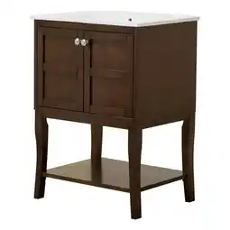 Walmart Elegant Decor Mason 24 2-Door Wood Single Bathroom Vanity in Antique Coffee offer