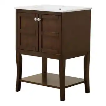 Walmart Elegant Decor Mason 24 2-Door Wood Single Bathroom Vanity in Antique Coffee offer