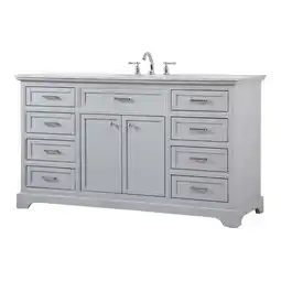 Walmart Elegant Decor Americana 60 Metal MDF Marble Single Bathroom Vanity in Gray offer