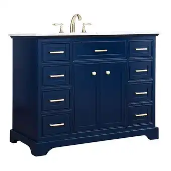 Walmart Elegant Decor Americana 42 Solid Wood and Metal Single Bathroom Vanity in Blue offer