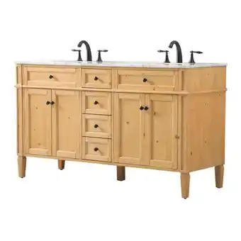 Walmart Elegant Decor Park Avenue 60 Aluminum MDF Double Bathroom Vanity - Natural Wood offer