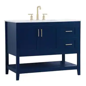 Walmart Elegant Decor Aubrey 42 Steel and Solid Wood Single Bathroom Vanity in Blue offer