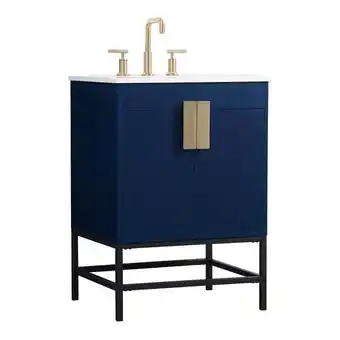 Walmart Elegant Decor Eugene 24 Aluminum MDF Single Bathroom Vanity in Blue offer