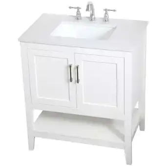 Walmart Elegant Decor Aubrey 30 Single Quartz Top Bathroom Vanity in White offer