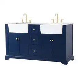 Walmart Elegant Decor Franklin 60 Aluminum MDF Double Bathroom Vanity in Blue offer