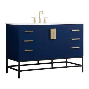 Walmart Elegant Decor Eugene 48 Aluminum Iron MDF Single Bathroom Vanity in Blue offer