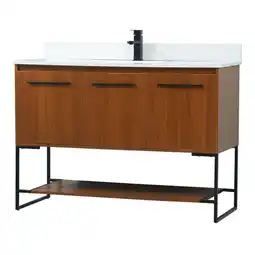 Walmart Elegant Decor Sloane 48 MDF Single Bathroom Vanity with Backsplash in Teak offer