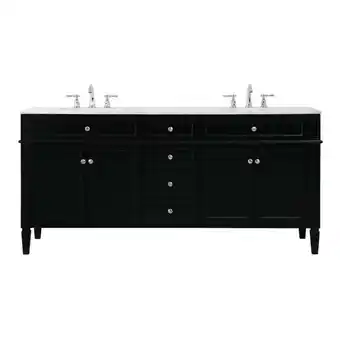 Walmart Elegant Decor Park Avenue 72 Metal MDF Marble Double Bathroom Vanity in Black offer