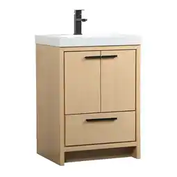 Walmart Elegant Decor Wyatt 24 Aluminum Alloy and MDF Single Bathroom Vanity in Maple offer