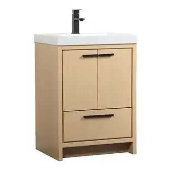 Walmart Elegant Decor Wyatt 24 Aluminum Alloy and MDF Single Bathroom Vanity in Maple offer