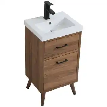 Walmart Elegant Decor Boise 18 Wood Single Bathroom Vanity in Walnut Brown offer