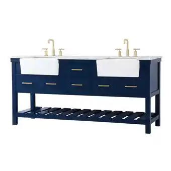 Walmart Elegant Decor Clement 72 Aluminum MDF Double Bathroom Vanity in Blue offer